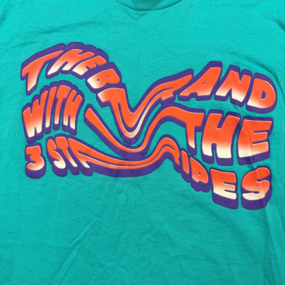 Adidas Mens Large Teal Wavy Psychedelic The Brand With The 3 Stripes T-Shirt